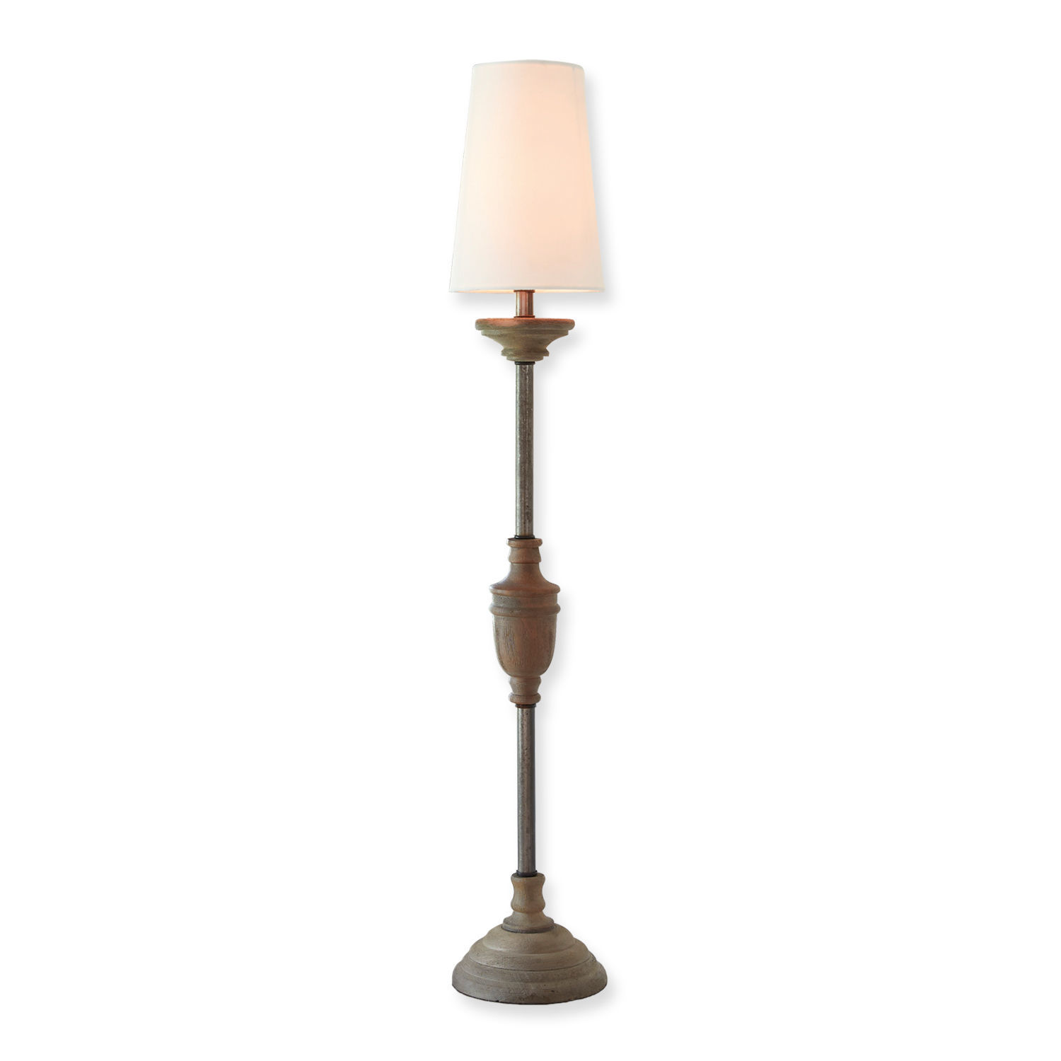 Lampa stołowa Caylus Lampka stojąca z białym abażurem i drewnianą podstawą w stylu vintage do salonu