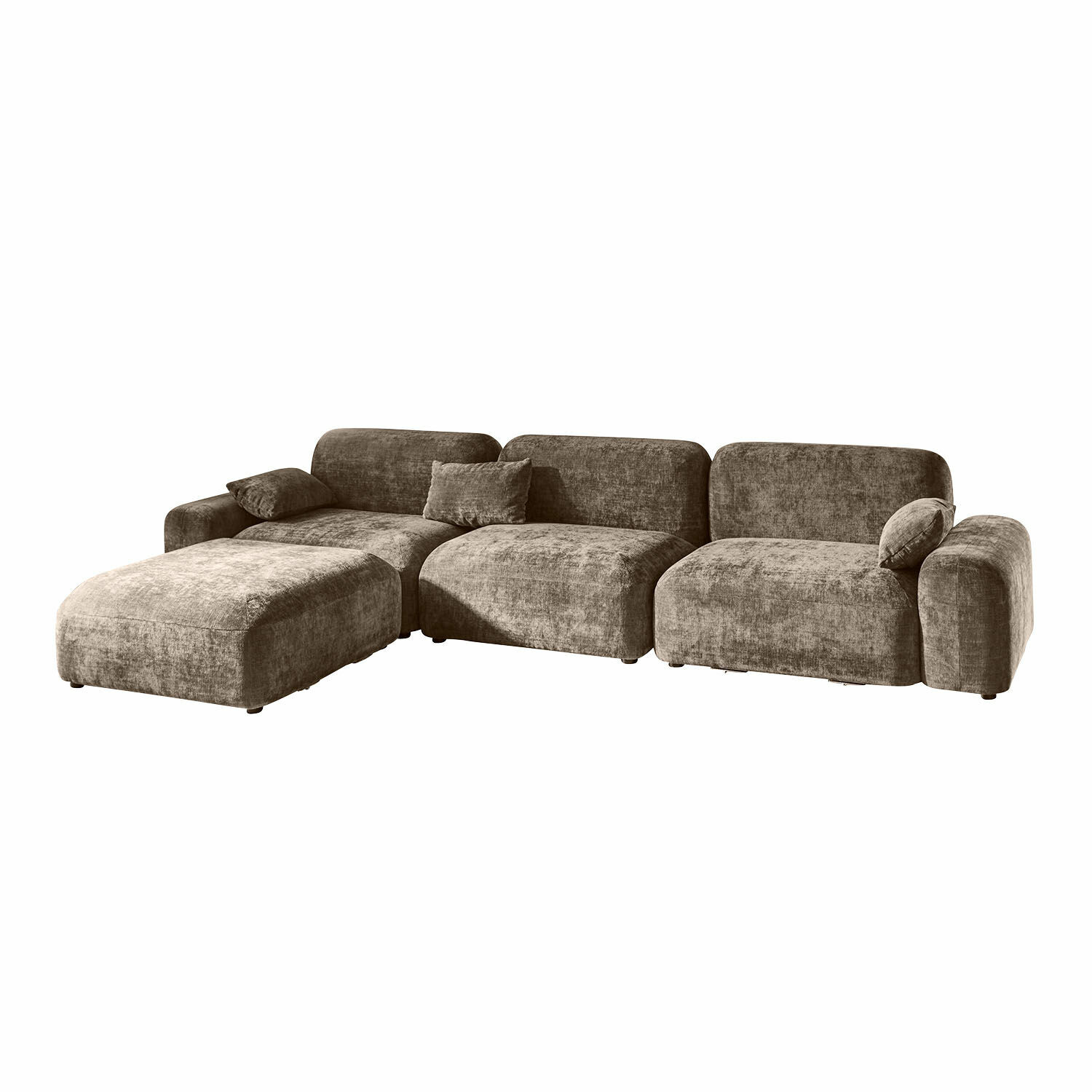 Sofa Marnivelle Duża sofa modułowa w szarobrązowym miękkim materiale, wygodna do salonu