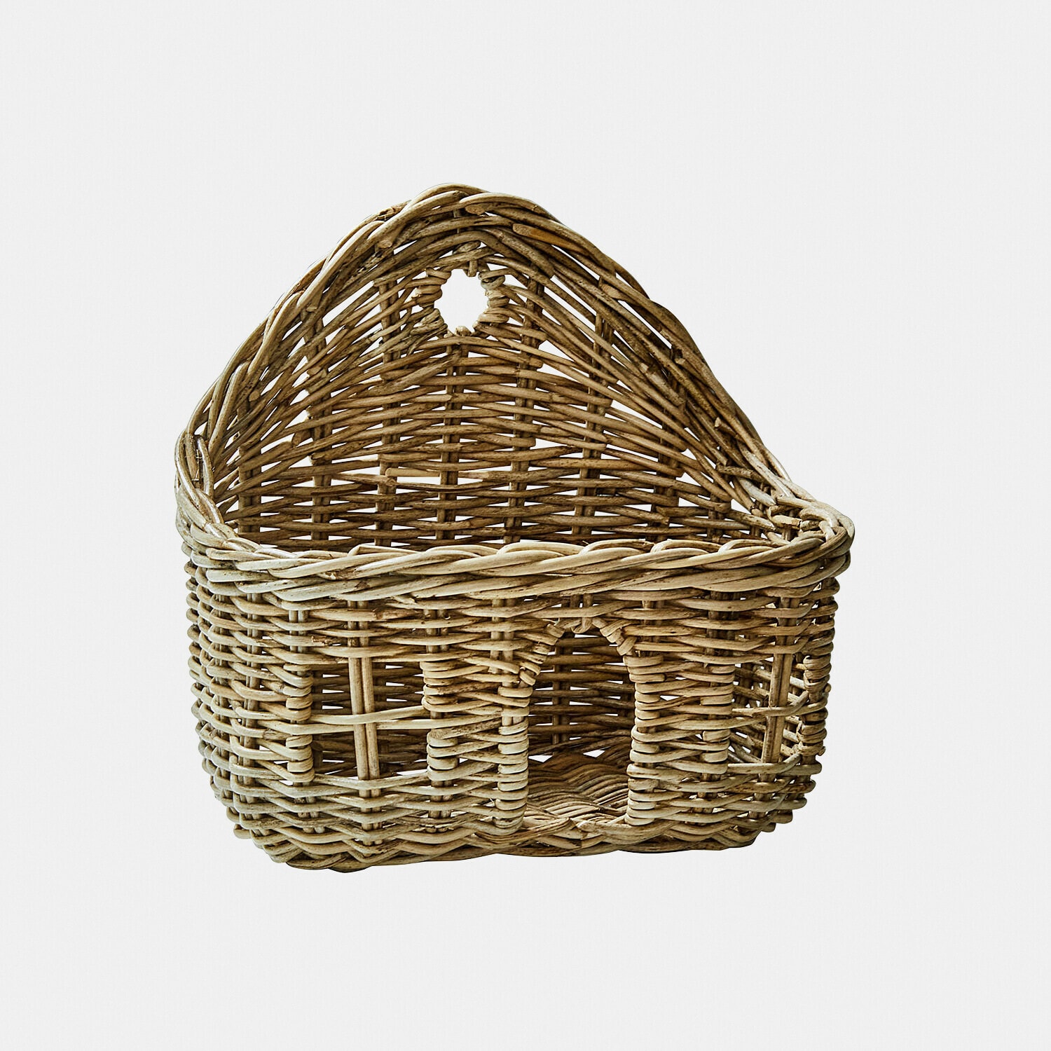 Koszyk w kształcie domku Tinytreasure Rattanowy kosz w kształcie domku w naturalnym kolorze, idealny do przechowywania i dekoracji