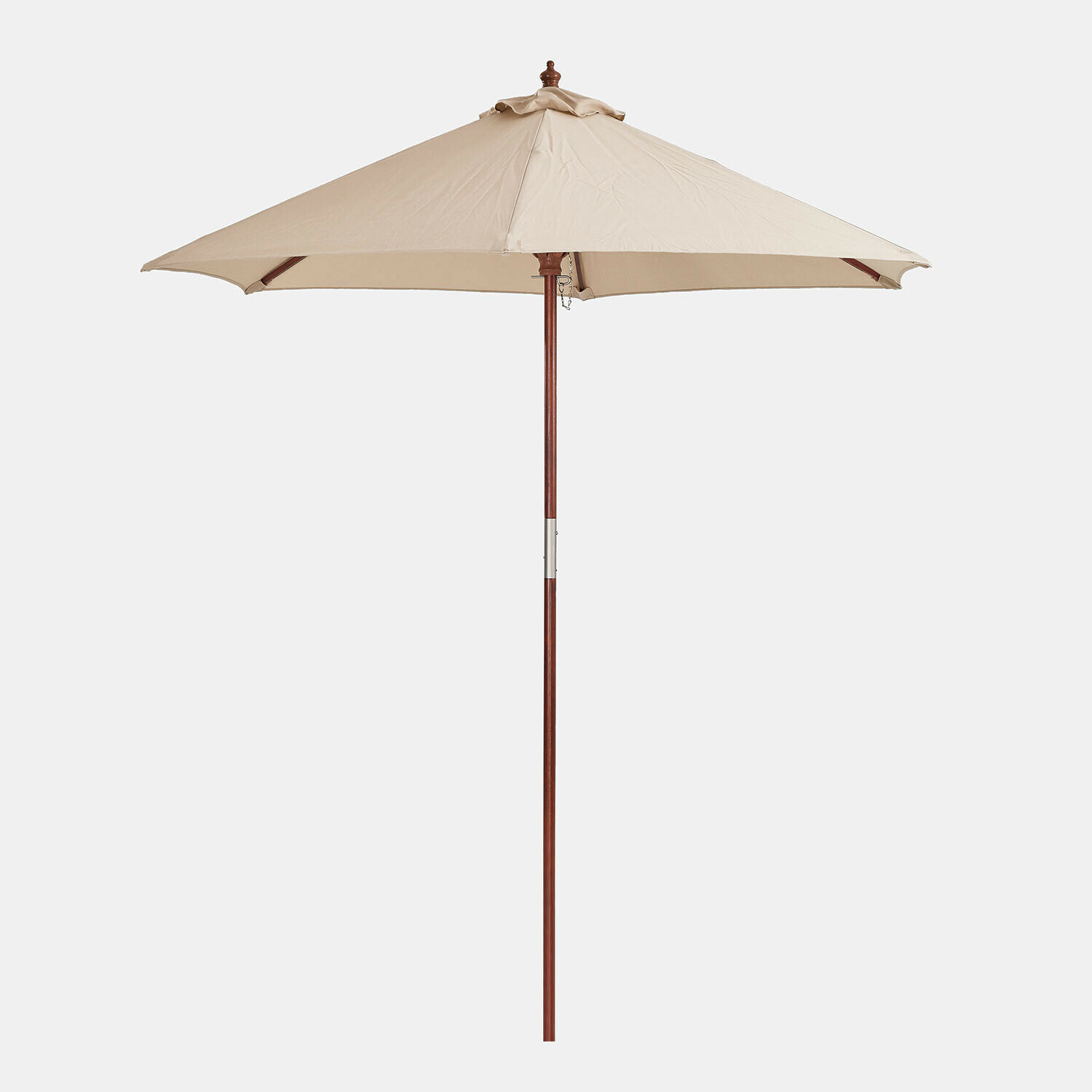 szampański Parasol ogrodowy Enfield w kolorze szampańskim z drewnianym trzonem, idealny na taras i plażę