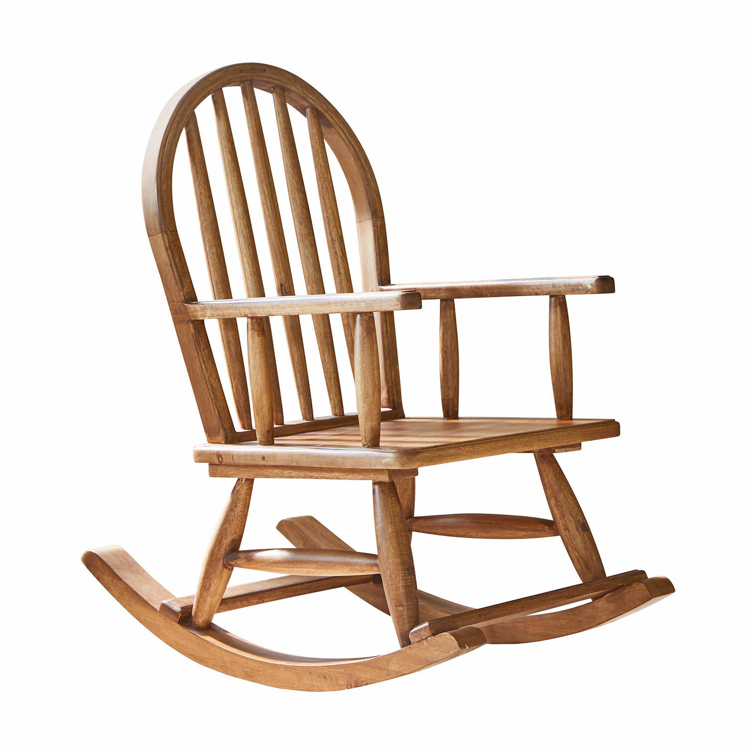 Fotel bujany dla dzieci Brenali Klasyczny bujany fotel z drewna w naturalnym kolorze, idealny do relaksu w salonie