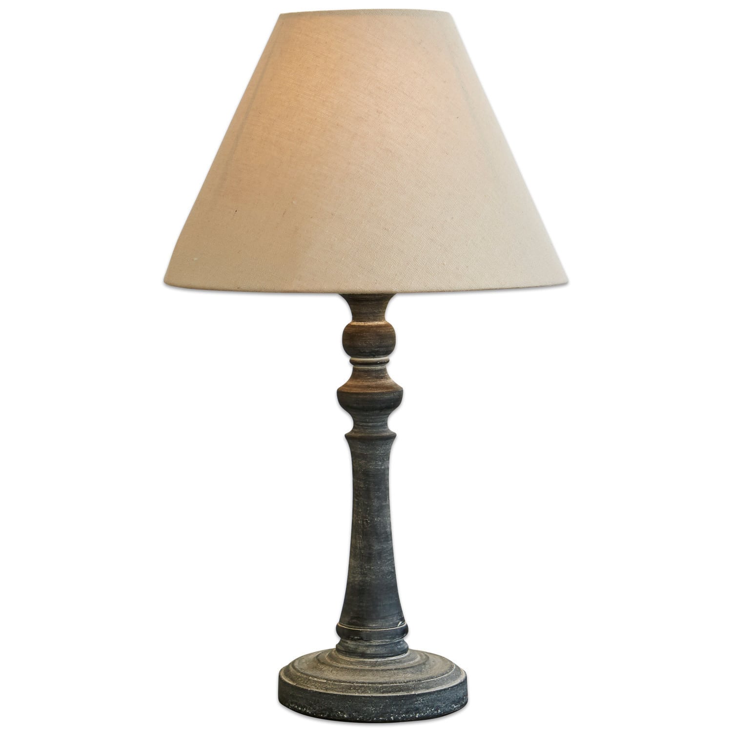 Lampa stołowa Withby Klasyczna lampka stołowa z beżowym abażurem i ciemną podstawą z drewna do salonu