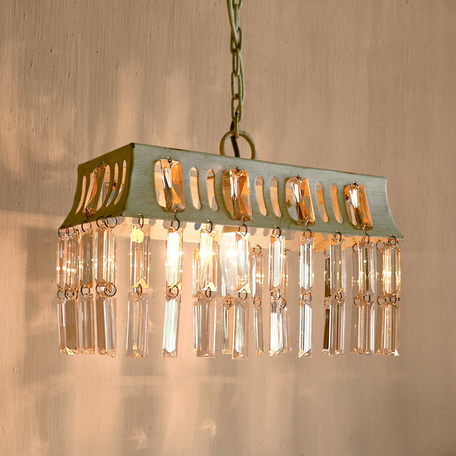 Lampa wisząca Ocean Wisząca lampa z metalowym stelażem i przezroczystymi kryształowymi zawieszkami, dekoracyjna lampa sufitowa