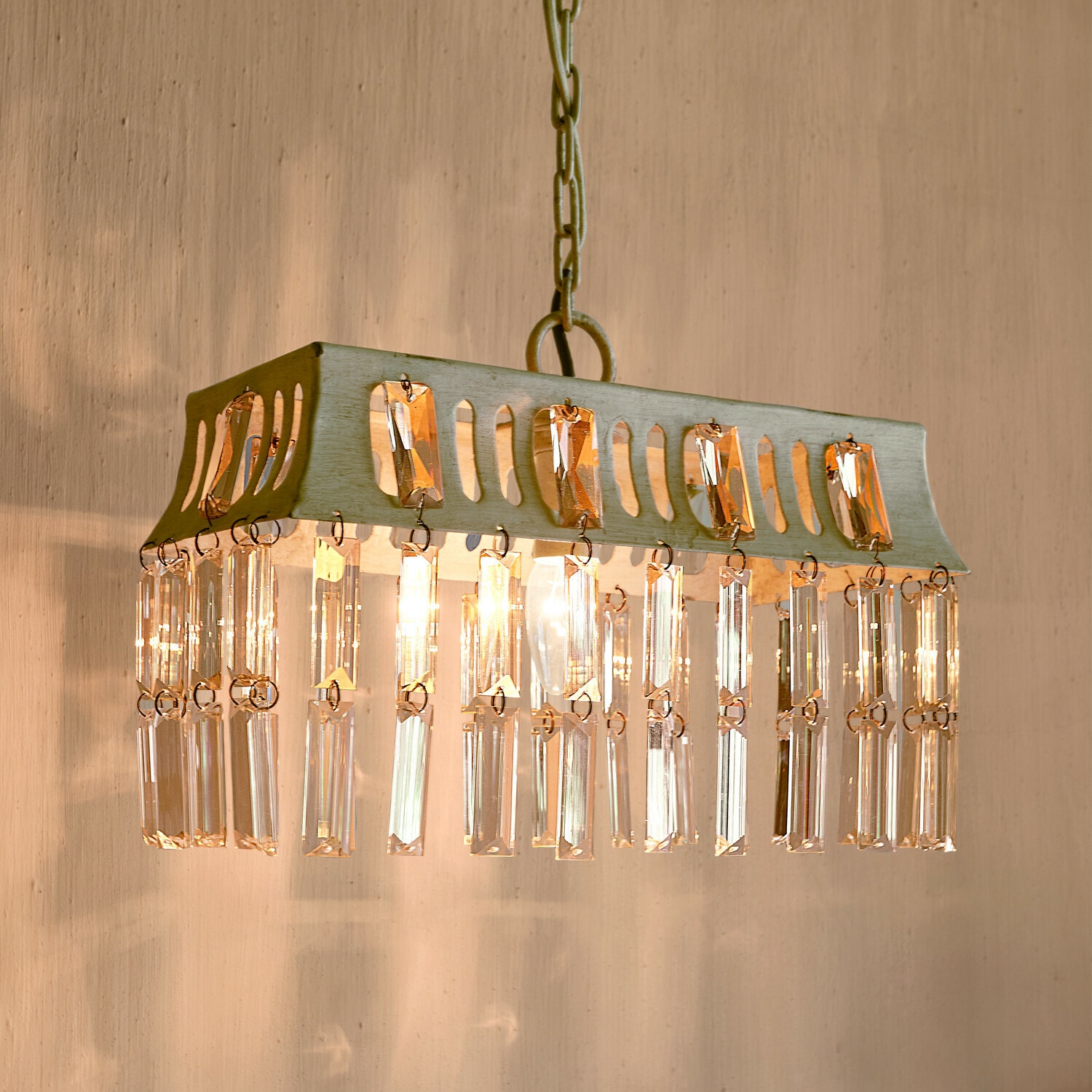 Lampa wisząca Ocean Wisząca lampa z metalowym stelażem i przezroczystymi kryształowymi zawieszkami, dekoracyjna lampa sufitowa