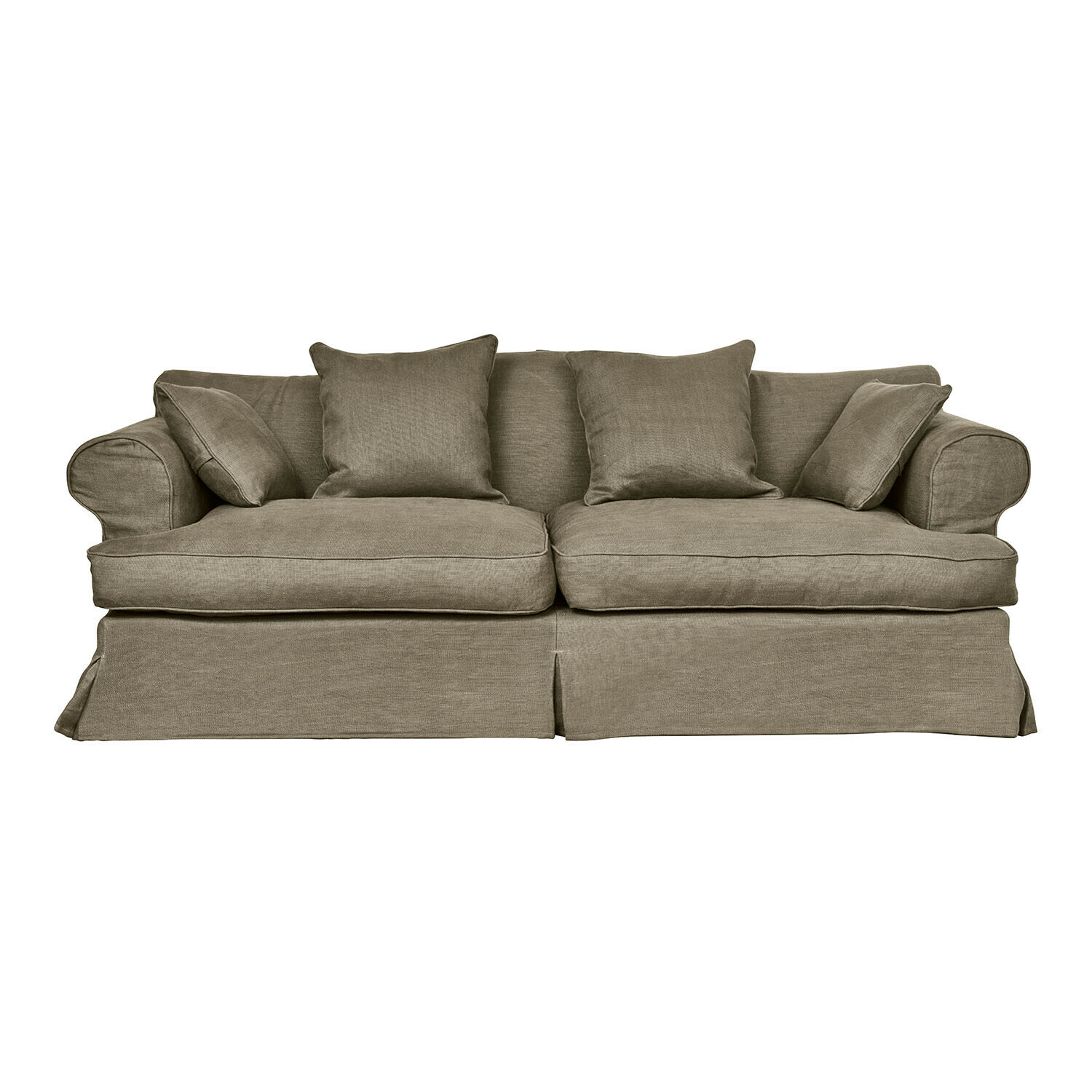 taupe Sofa Dawnhurst w kolorze taupe z tkaniny, miękkie poduszki i klasyczny design do salonu