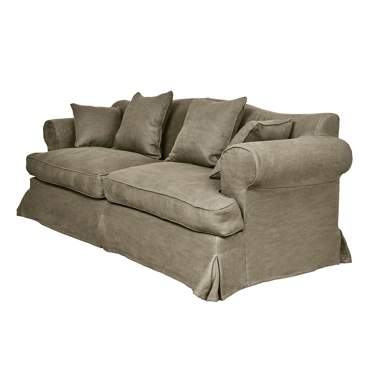 Sofa Dawnhurst Duża sofa z tkaniny w kolorze beżowym z miękkimi poduszkami, wygodne meble do salonu