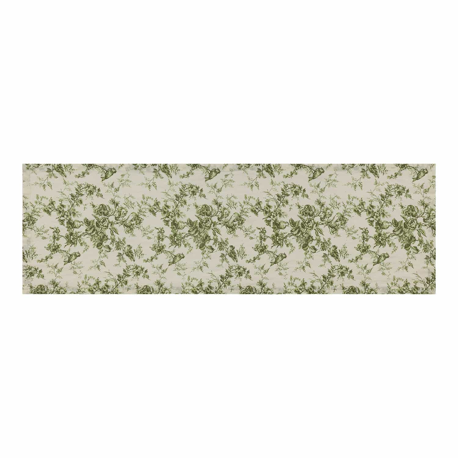 Bieżnik Mercier Bieżnik na stół z zielonym kwiatowym wzorem na kremowym tle, dekoracja stołu, tekstylia